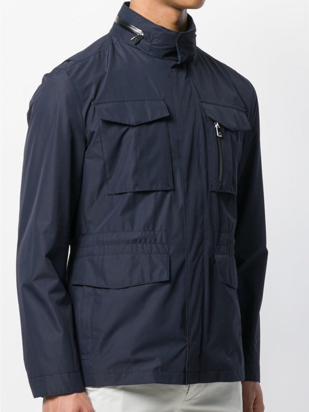 Corneliani Italy Navy Blue Technical Fabric Field/ Safari Jacket Coat Men's